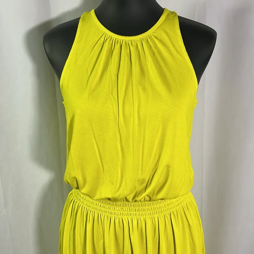 NWT Banana Republic Factory Chartreuse Sleeveless Smocked Waist Dress